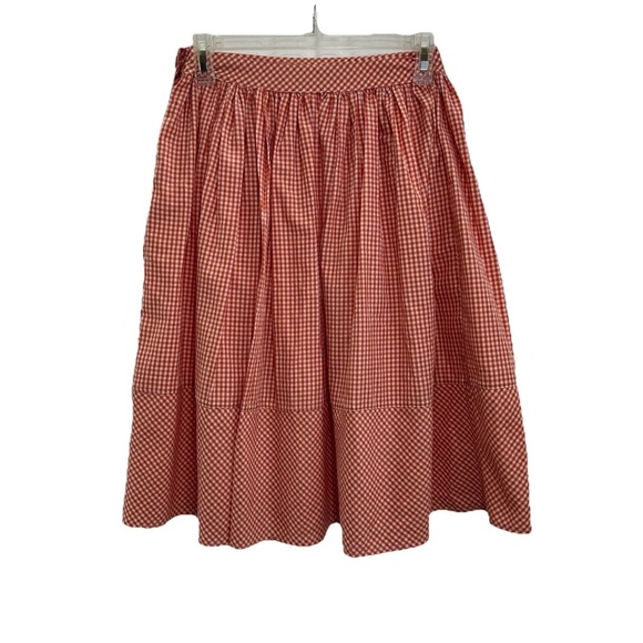Mimi Sol Made In Italy Girls Skirt Size 14 Flare Orange White Gingham NWOT - Picture 2 of 8